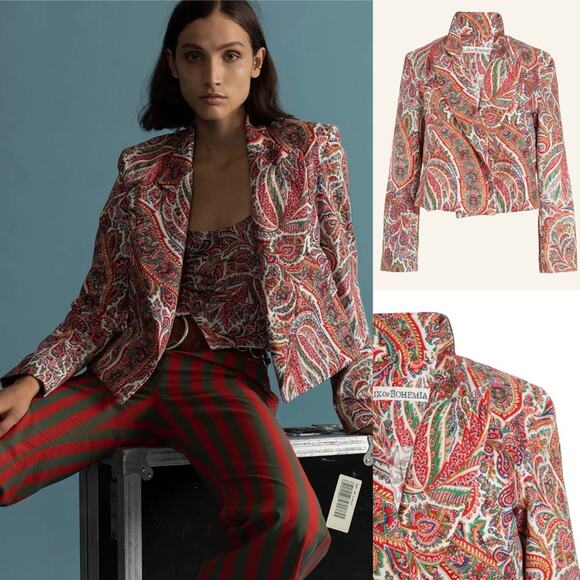 Alix of Bohemia Demi Paisley Blazer Jacket Size Medium - Picture 8 of 8